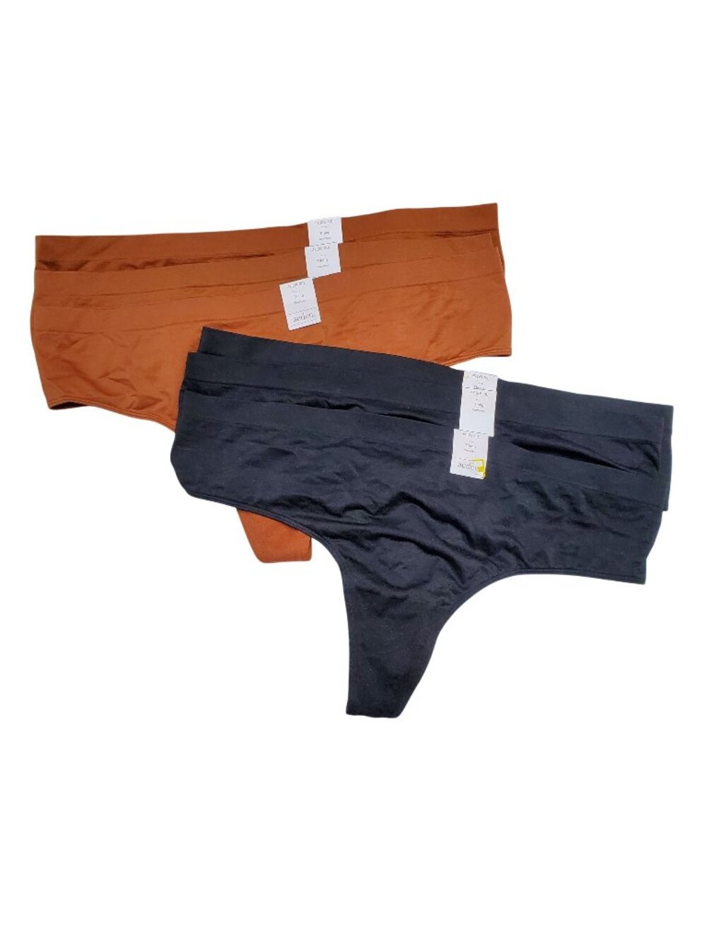 Auden Womens Thong Bundle Of 6 Size 4X Seamless Underwear In Black & Brown